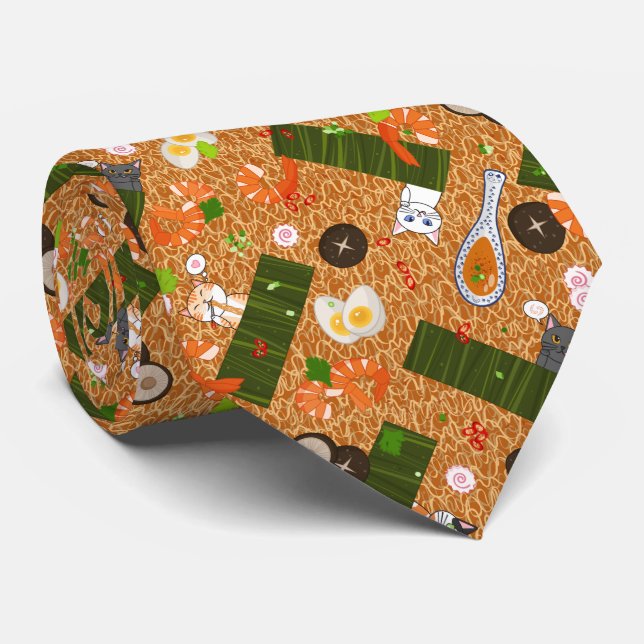 Gravata Kawaii Ramen Cats (Rolled)