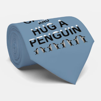 Gravata Keep Calm e Abrace um Pinguim (Azul Céu)