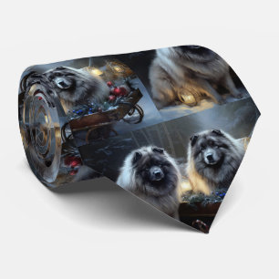 Gravata Keeshond Nevado Trineo Navidad Decoração