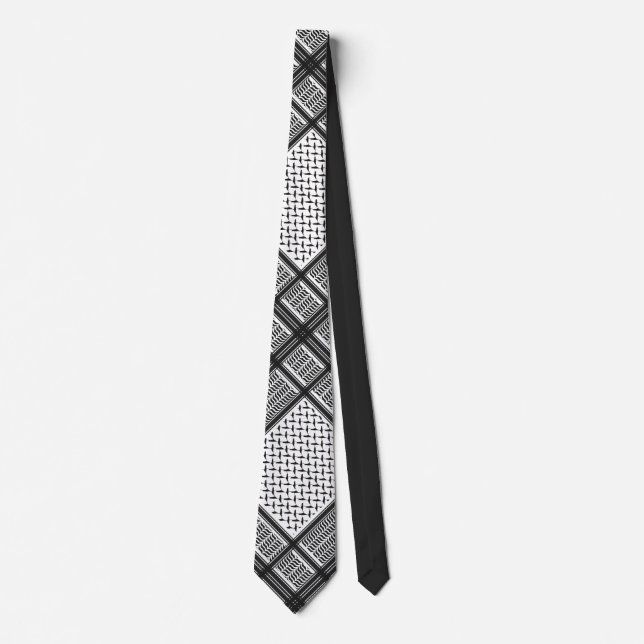 Gravata Keffiyeh Palestina preto e branco (Frente)