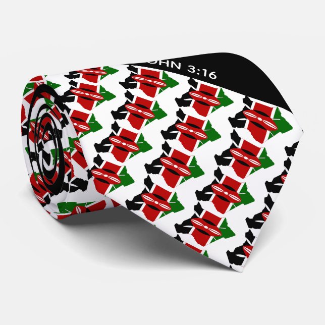 Gravata KENYA FLAG Personalizado Christian John 3:16 (Rolled)