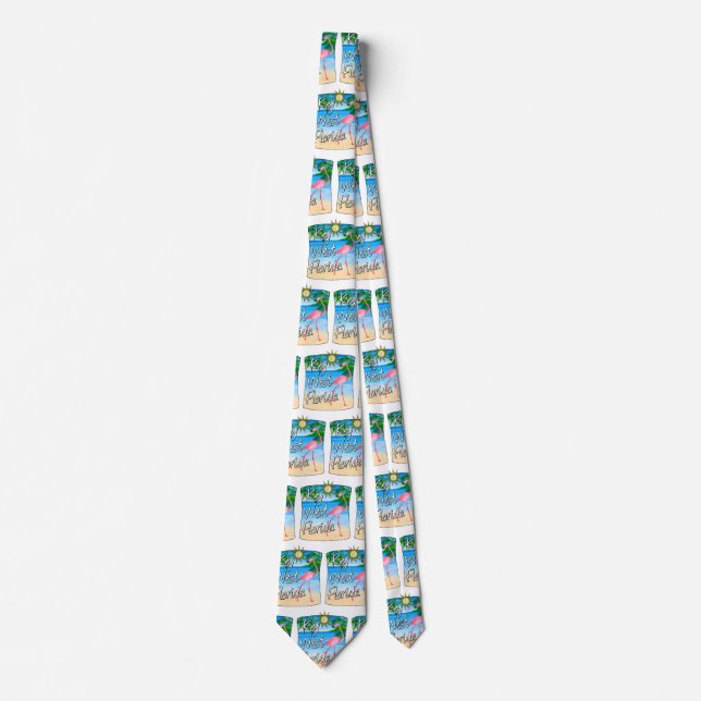 Gravata Key West Pink Flamingo Florida Keys (Frente)