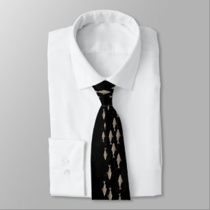 GRAVATA KIPPER HERRING HOOK FISH BLACK NECK TIE