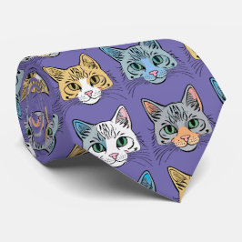 Gravata Kitten Pattern Neck Tie
