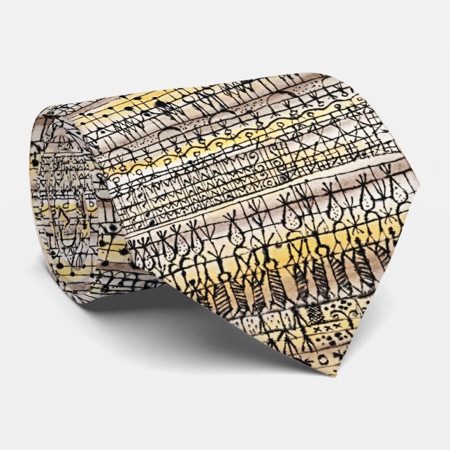 Gravata Klee Jardim Abstrato (Rolled)