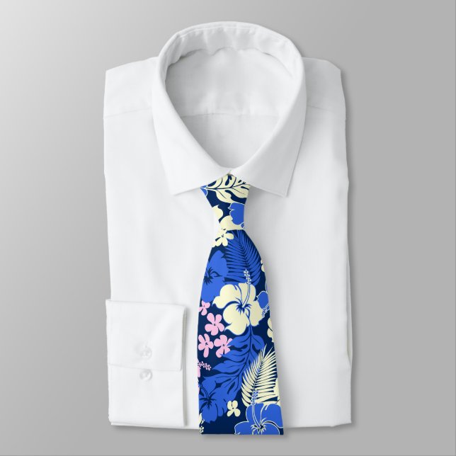Gravata Kona Bay Havaiano Hibiscus Aloha Shirt Impressão (Amarrado)