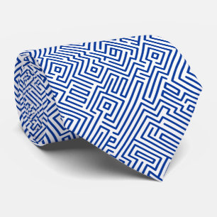 Gravata Kuba Maze Style 221019(45°) - Marinho Azul e Branc