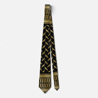 Gravata Kuffiyeh Palestino Preto e Dourado