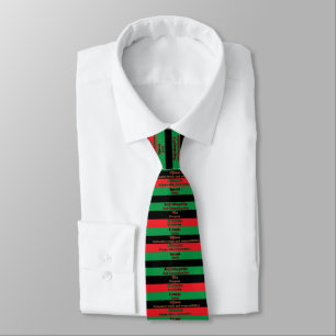 Gravata Kwanzaa Sete Princípios Vermelho Verde Negro