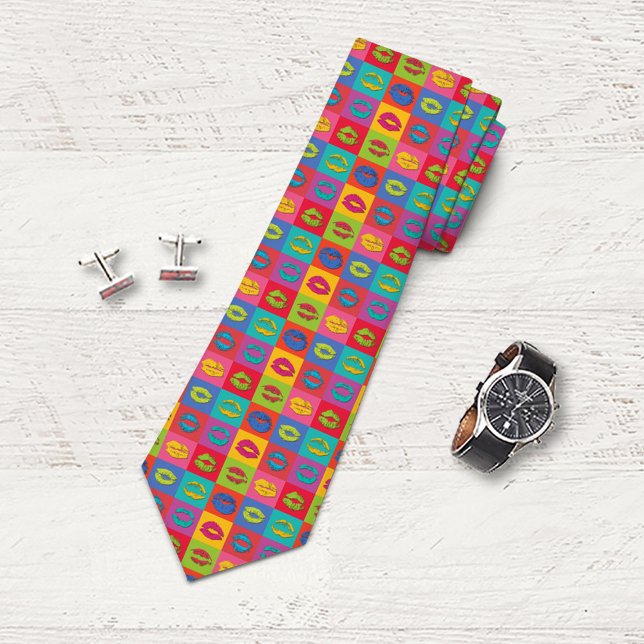 Gravata Lábios Beijando XOXO Coloridos (Criador carregado)