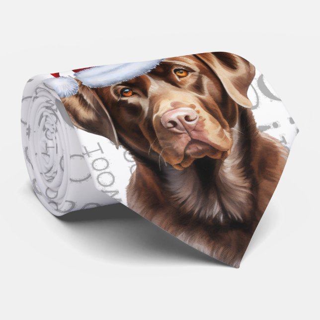 Gravata Laboratório de Chocolate e Cão de Natal (Rolled)