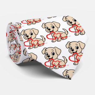 Gravata Labrador Retriever Amarelo Cartoon de Dia dos Namo