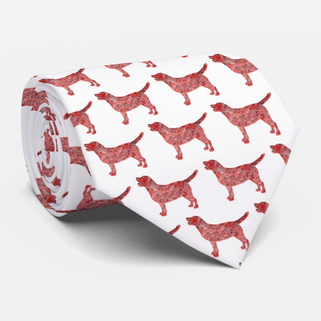 Gravata Labrador Retriever Cachorro de Natal Branco (Rolled)