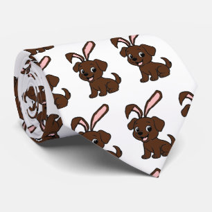 Gravata Labrador Retriever Chocolate Páscoa Cartoon