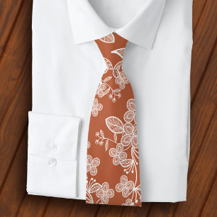 Gravata Lace Branco em Terracotta