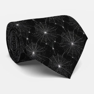 Gravata Lace de teia de prata em preto