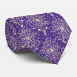 Gravata Lace de teia de prata em roxo