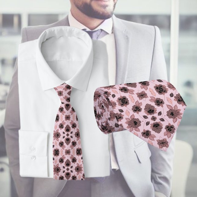 Gravata Lace preto e rosa elegante em estilo de colheita, (Criador carregado)