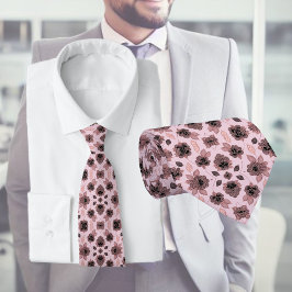 Gravata Lace preto e rosa elegante em estilo de colheita,