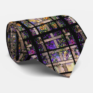 Gravata Laço das flores do Clematis do vitral de Tiffany