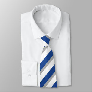Gravata Laço Diagonal-Listrado azul do cinza e o branco