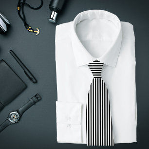 Gravata Laço fino preto e branco das listras verticais