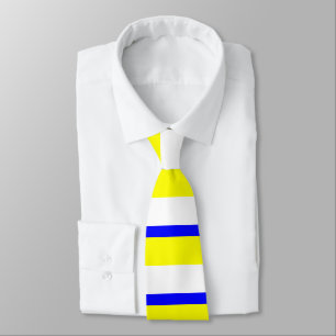 Gravata Laço Horizontal-Listrado branco e azul amarelo