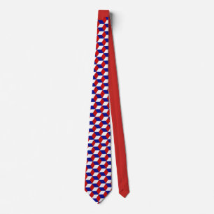Gravata Laço - ilusão do bloco em vermelho, branco, azul