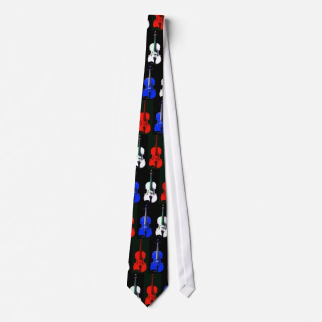 Gravata Laço vermelho, branco e azul do violino - (Frente)