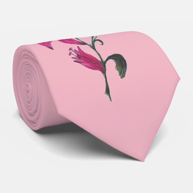 Gravata Laço vermelho do pescoço dos lírios da aguarela (Rolled)