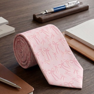 Gravata Laços de Fita Rosa Boho com Padrão em Rosa Bege Pó