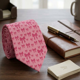 Gravata Laços Rosa de Tulipa da Moda em Rosa Boho Chic