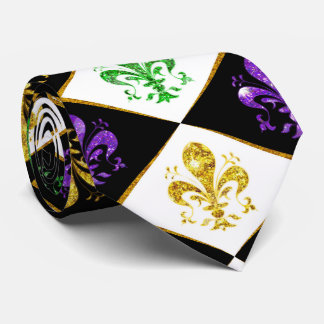 Gravata Lacre Flor de Lis Diamante Mardi Gras 2 cores