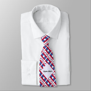 Gravata Laos Bandeira Laotiana Preta Personalizada 
