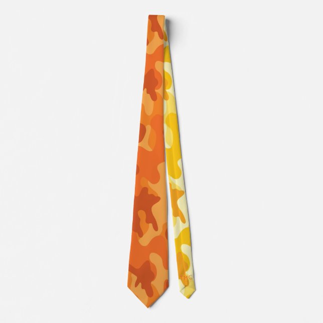 Gravata laranja amarela camuflada de designer de c (Frente)