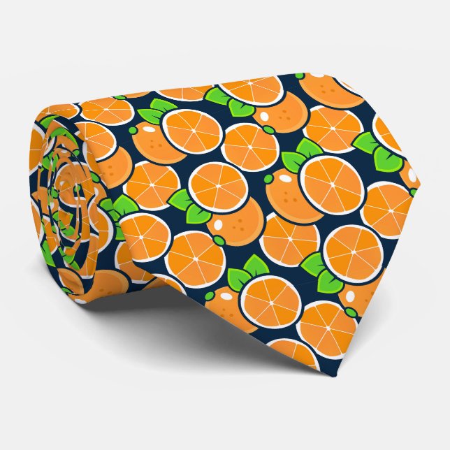 Gravata Laranja Cítrica | Gravata com Padrão de Fr (Rolled)
