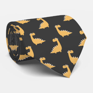 Gravata Laranja de Dinossauro Bonito e Divertido em Padrão