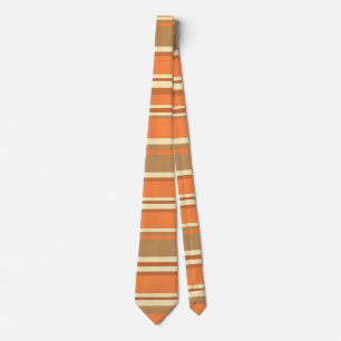 Gravata Laranja Marrom Listra Retro Moderno de Meados do S
