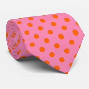 Gravata Laranja no Design de padrão Bolinhas cor-de-rosa
