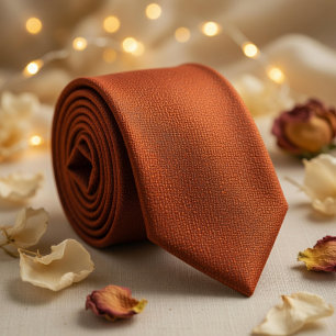 Gravata Laranja Queimado Terracota Rica Texturizada