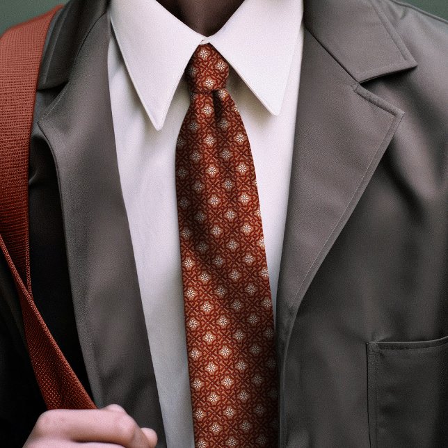 Gravata Laranja Queimado William Morris Estrela Ouro Flora (Criador carregado)