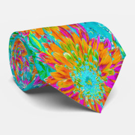 Gravata Laranja Tropical e Dália Rosa Quente