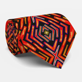 Gravata Laranja Vermelho Fogo Preto Impressão Grande 