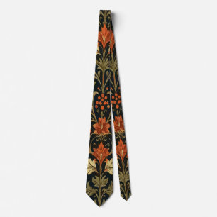 Gravata Laranja Vintage e Floral Amarela, Elegante