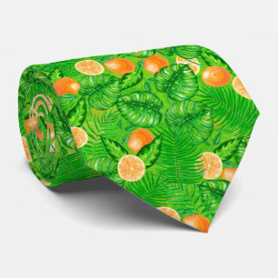 Gravata Laranjas e folhas tropicais
