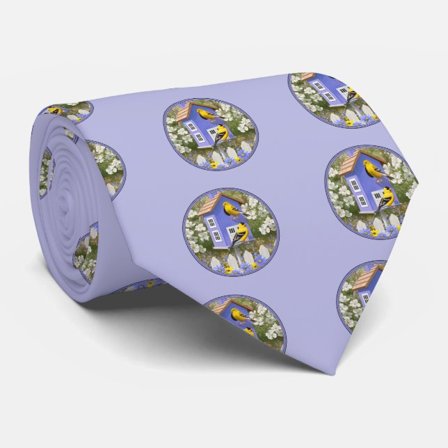 Gravata Lavanda de pássaros e bonitos (Rolled)
