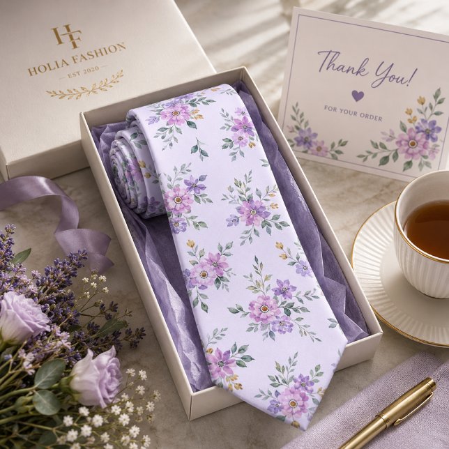 Gravata Lavanda Floral (Criador carregado)
