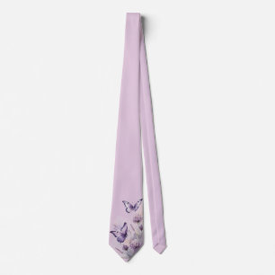 Gravata Lavanda Floral e Borboleta