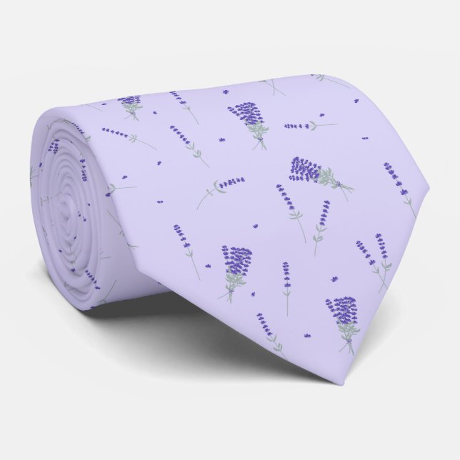 Gravata Lavanda Lilás Floral Botânico (Rolled)