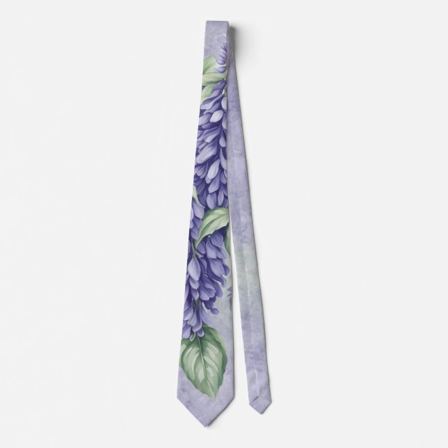 Gravata Lavanda Wisteria Flowers Marble Groom Weding (Frente)